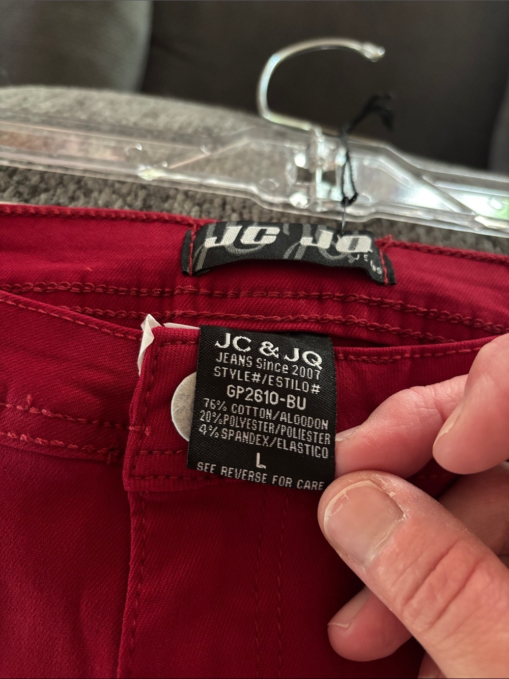 Women’s Flare Jeans in Deep Red - Picture 3 of 4